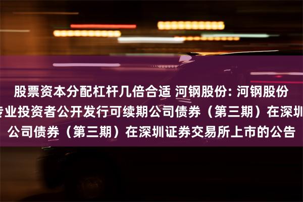 股票资本分配杠杆几倍合适 河钢股份: 河钢股份有限公司2024年面向专业投资者公开发行可续期公司债券（第三期）在深圳证券交易所上市的公告